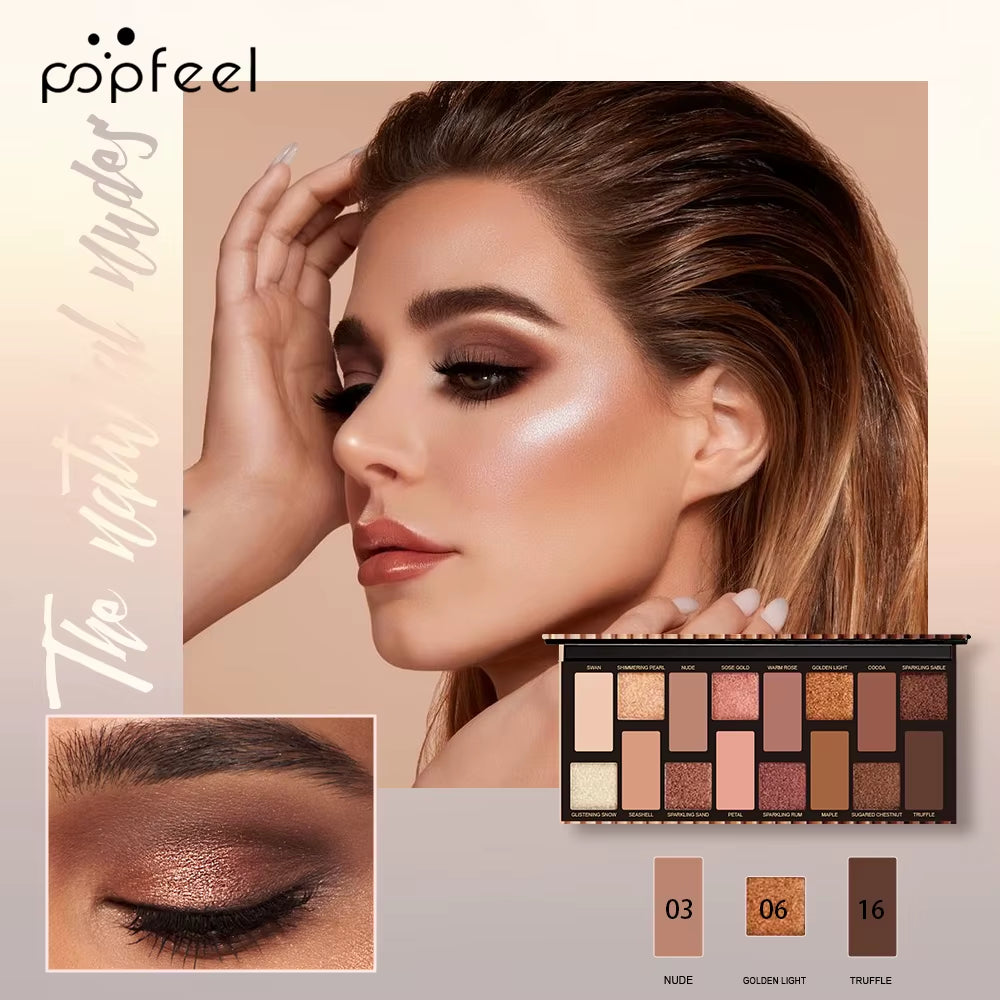 16 Kleurig Oogschaduwpalet, Make-up Nude Kleuren Oogschaduwpalet Natuurlijke Nude Matte Shimmer Glitter Pigment Oogschaduw