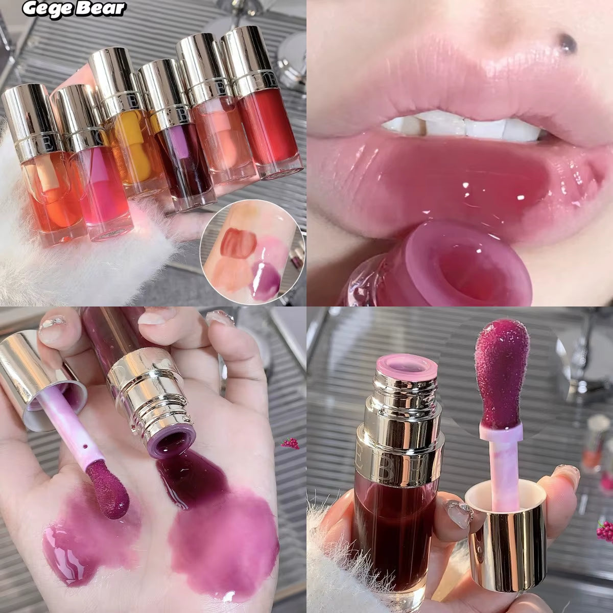 6 Kleuren Hydraterende Vloeibare Lippenstift Jelly Cherry Red Roze Lipgloss Sexy Niet-plakkerige Cup Lip Tint Blijvende Koreaanse Lip Olie Make-up
