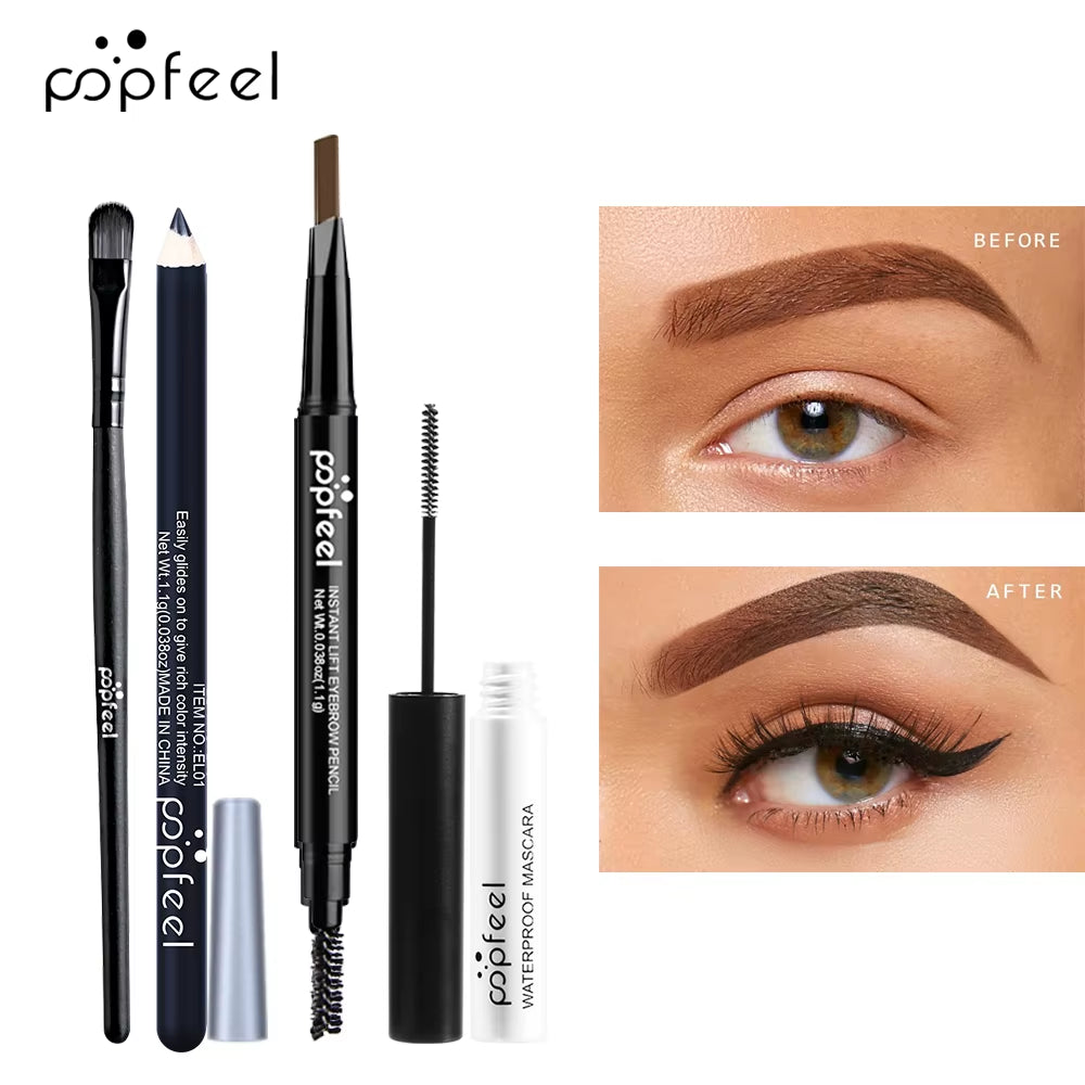 Oogmake-upset, oogschaduwpalet, eyeliner, mascara, wenkbrauwpotlood, make-uptoolset, cadeaus voor vrouwen