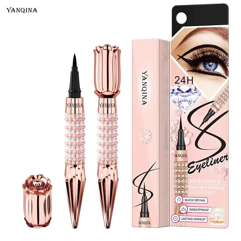 Precisie Vloeibare Eyeliner Pen - Langdurige, Waterbestendige, Overdrachtsbestendige, Snel Drogende Zwarte Eyeliner met Sprankelend Design