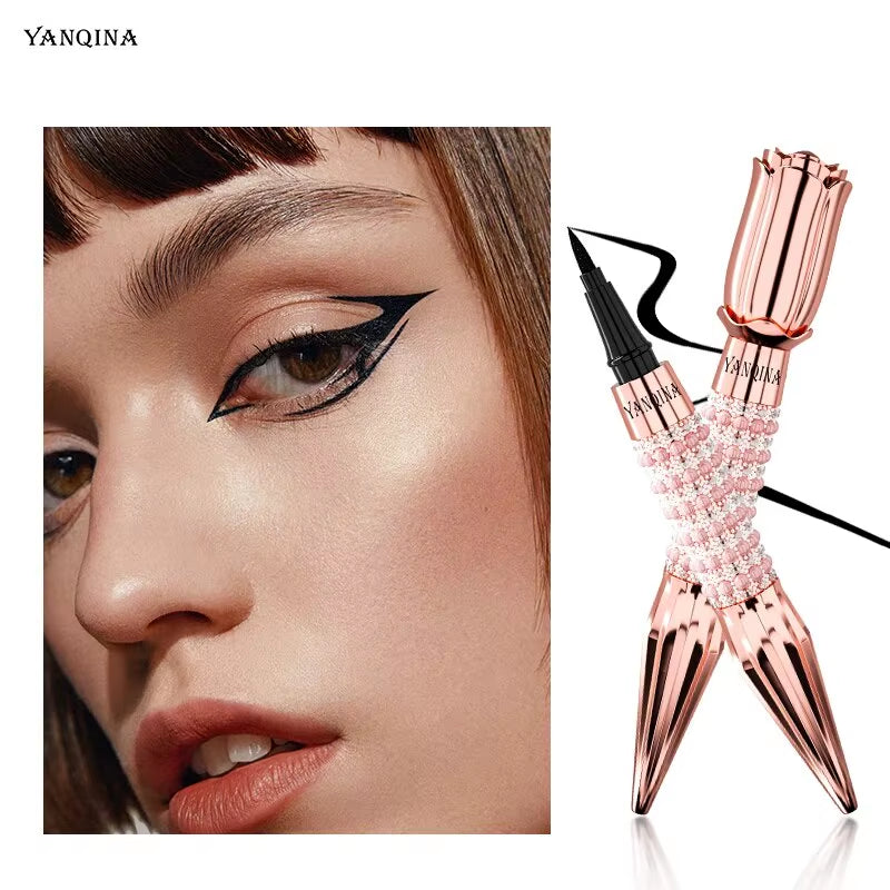 Precisie Vloeibare Eyeliner Pen - Langdurige, Waterbestendige, Overdrachtsbestendige, Snel Drogende Zwarte Eyeliner met Sprankelend Design