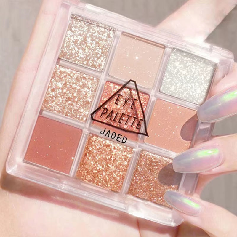 9-Kleur Oogschaduwpalet Boter Oranje Bruin Parelmoer Matte Glitter Oogschaduw Glanzende Oogschaduw Langdurige Oogmake-up Cosmetica