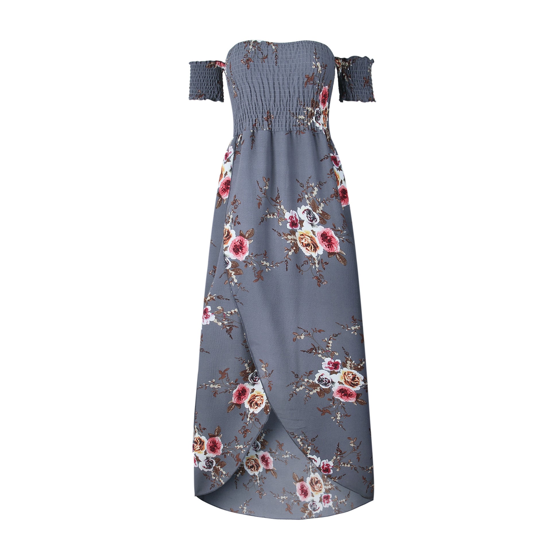 Off-Shoulder Maxi-jurk met Bloemenprint – Romantische Zomerlook