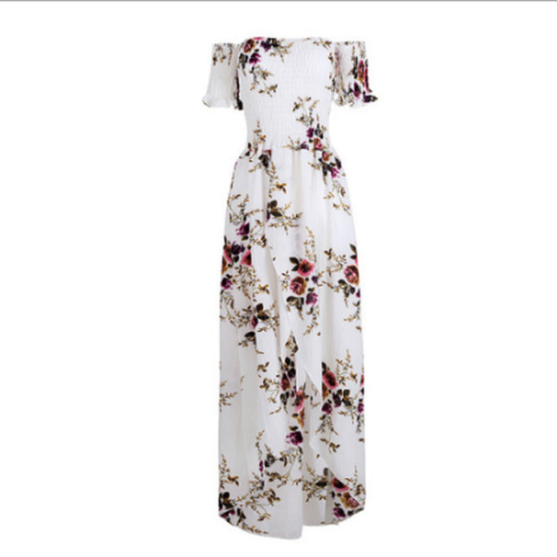 Off-Shoulder Maxi-jurk met Bloemenprint – Romantische Zomerlook