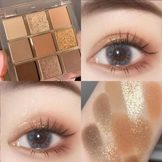 9-Kleur Oogschaduwpalet Boter Oranje Bruin Parelmoer Matte Glitter Oogschaduw Glanzende Oogschaduw Langdurige Oogmake-up Cosmetica