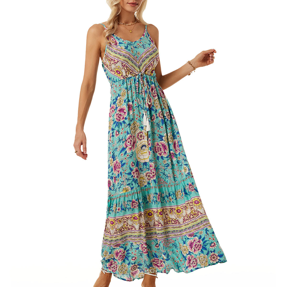 🌸 Bohemian Maxi-jurk met Bloemenprint – Zomer in Stijl