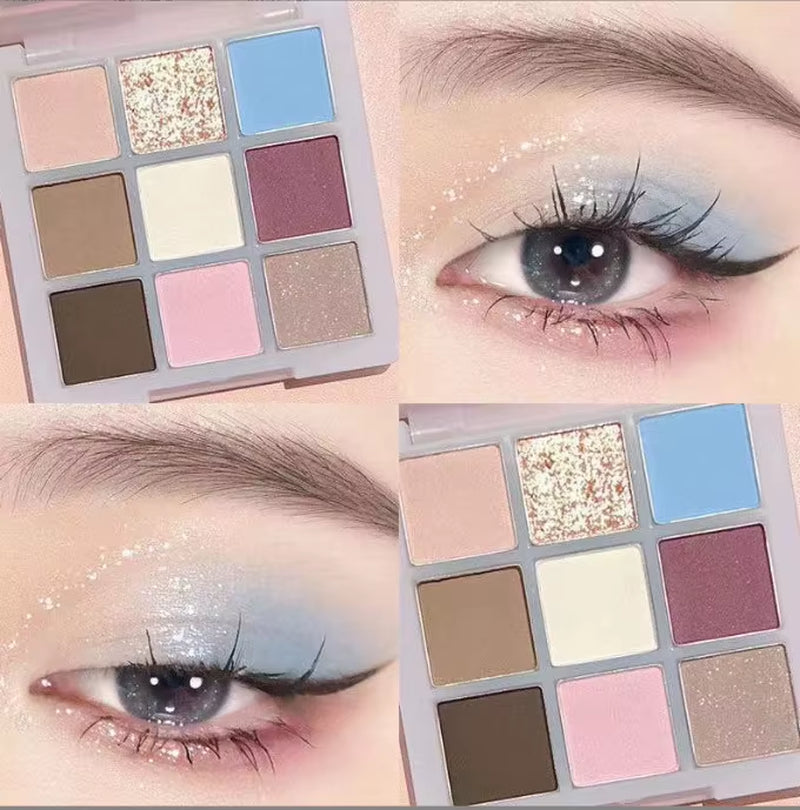 9-Kleur Oogschaduwpalet Boter Oranje Bruin Parelmoer Matte Glitter Oogschaduw Glanzende Oogschaduw Langdurige Oogmake-up Cosmetica