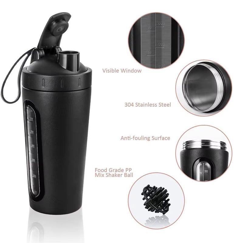700 ML Rvs Eiwit Shaker - Mengbeker 