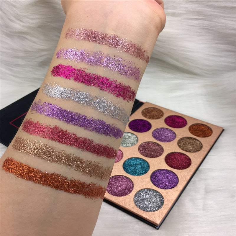 Beautybosss Pressed Glitter Palette – 15x Sparkle Power!