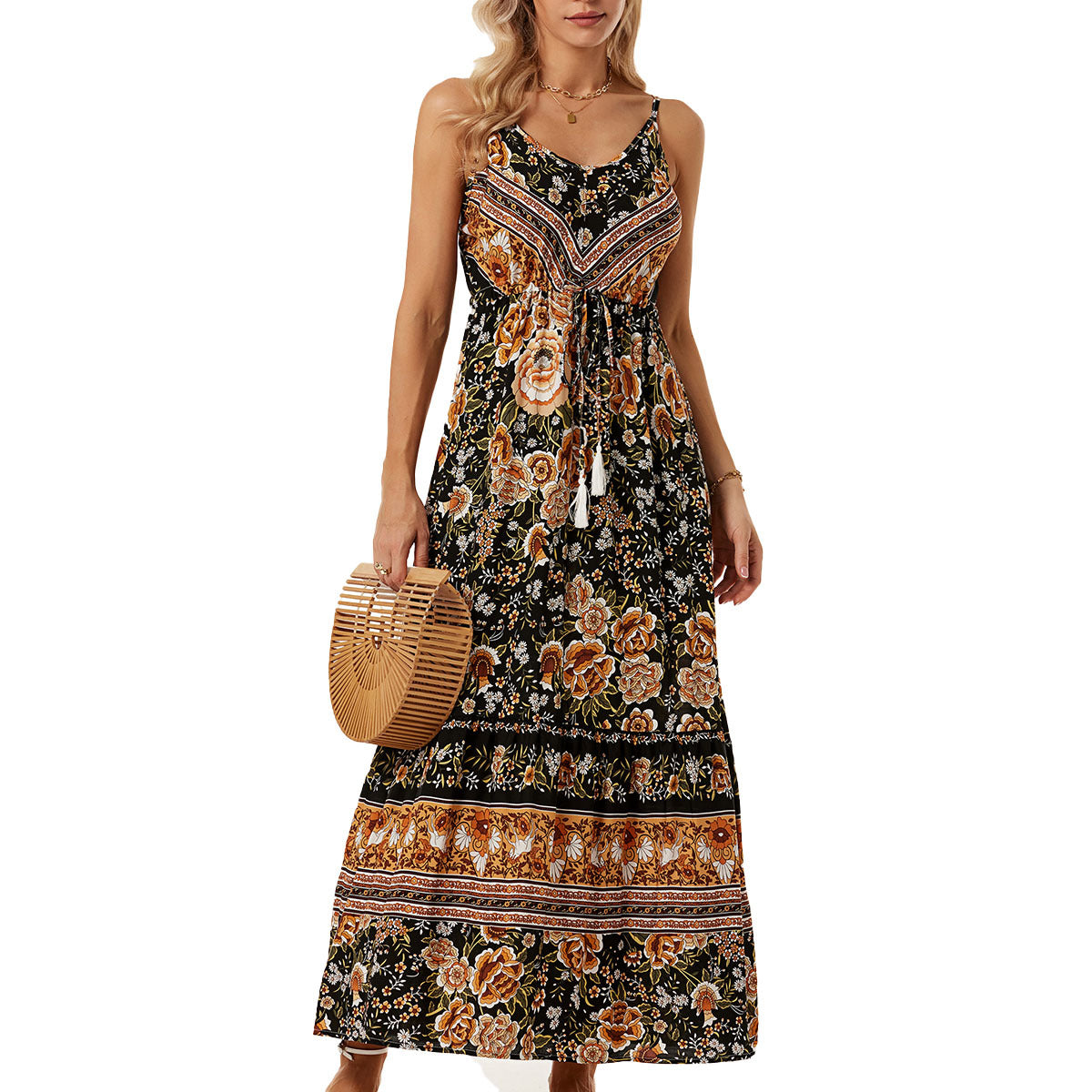 🌸 Bohemian Maxi-jurk met Bloemenprint – Zomer in Stijl
