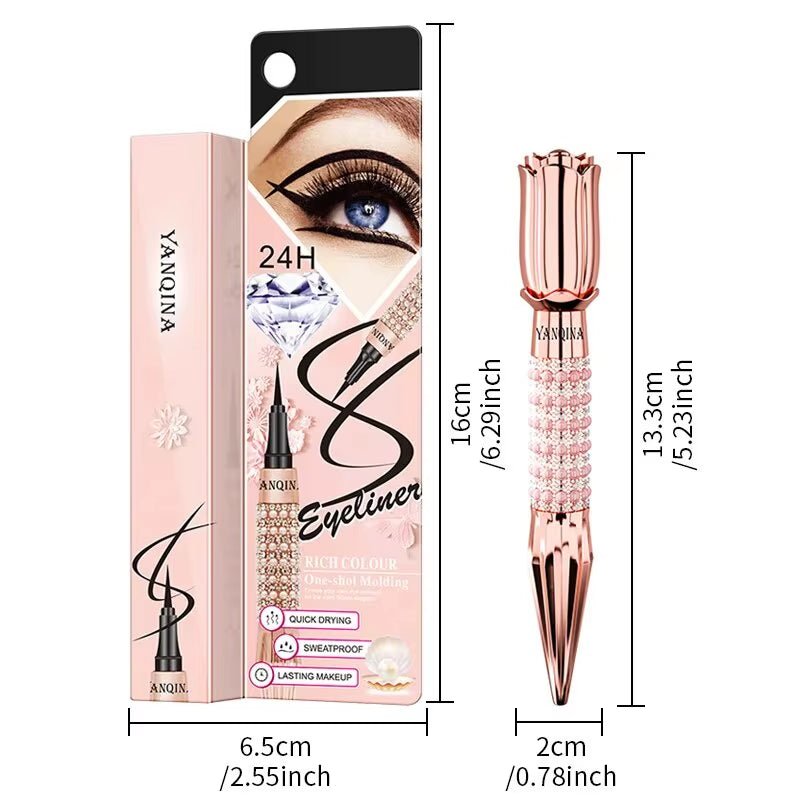 Precisie Vloeibare Eyeliner Pen - Langdurige, Waterbestendige, Overdrachtsbestendige, Snel Drogende Zwarte Eyeliner met Sprankelend Design 