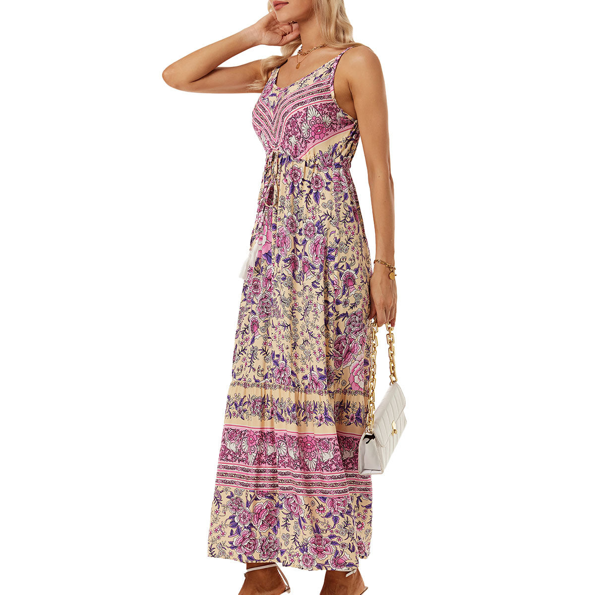 🌸 Bohemian Maxi-jurk met Bloemenprint – Zomer in Stijl
