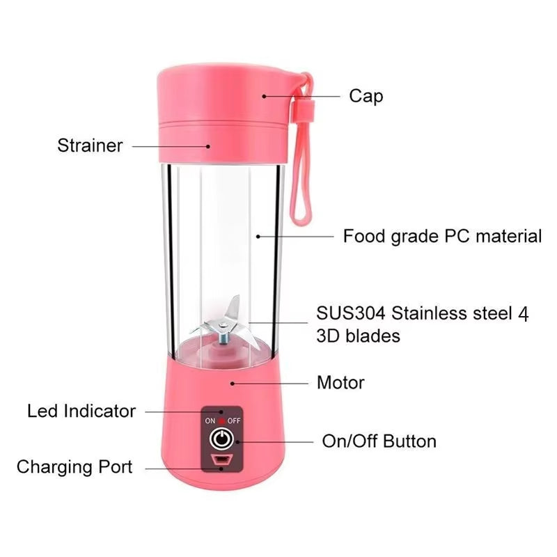 Mini Draagbare USB-sapshaker 6 snijbladen