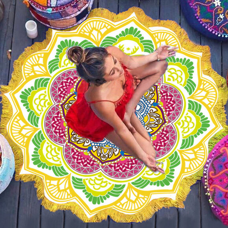Polygon Print ronde Badhanddoek - Yoga Mat - zomer