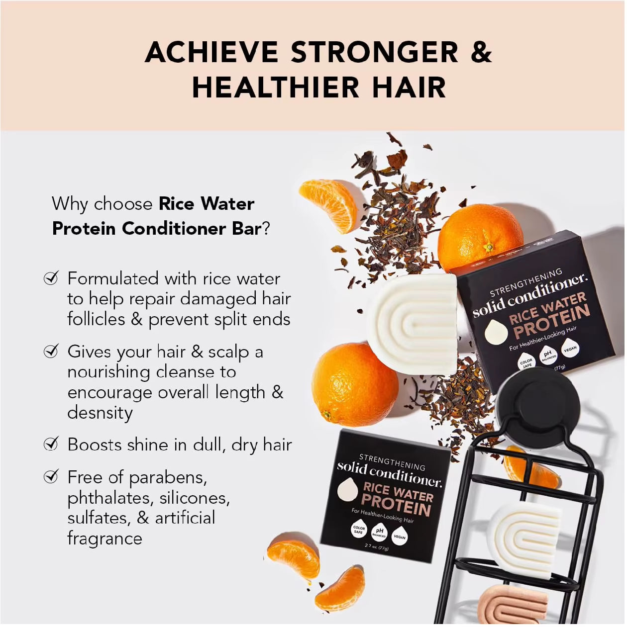 2PCS Beautybosss Rice Water Protein Bars – Solid Shampoo & Conditioner Set