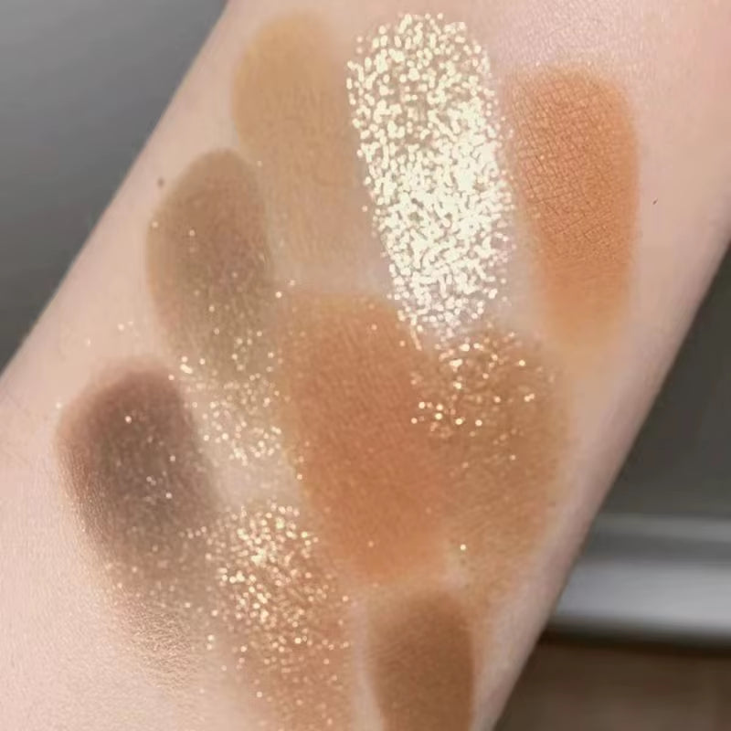 9-Kleur Oogschaduwpalet Boter Oranje Bruin Parelmoer Matte Glitter Oogschaduw Glanzende Oogschaduw Langdurige Oogmake-up Cosmetica