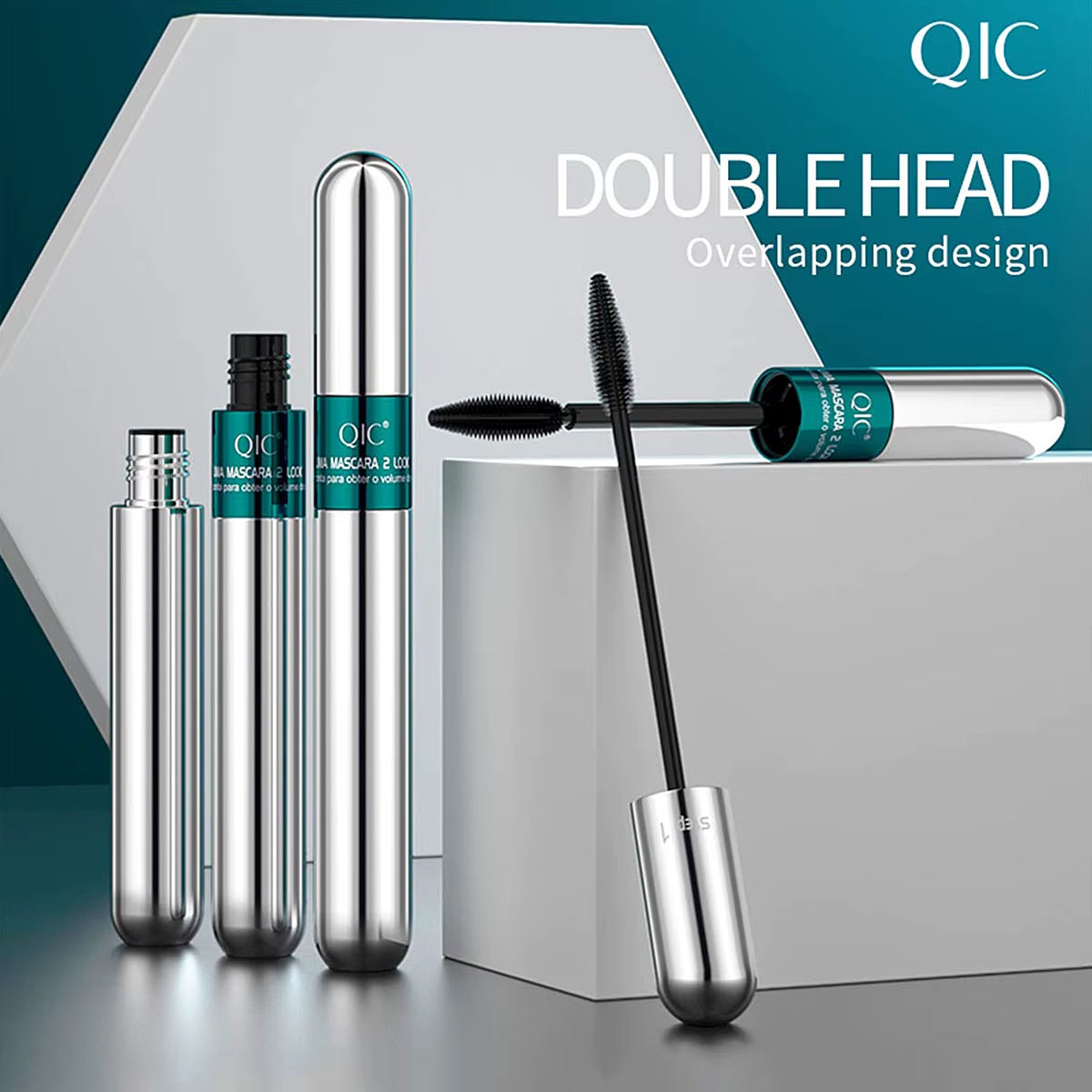  Double In-One Mascara Zijdevezel Mascara Waterproof Mascara voor Wimperverlenging Zwarte Dikke Verlengende Wimpers Cosmetica 