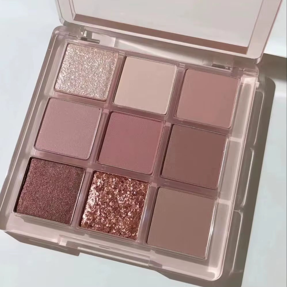 9-Kleur Oogschaduwpalet Boter Oranje Bruin Parelmoer Matte Glitter Oogschaduw Glanzende Oogschaduw Langdurige Oogmake-up Cosmetica