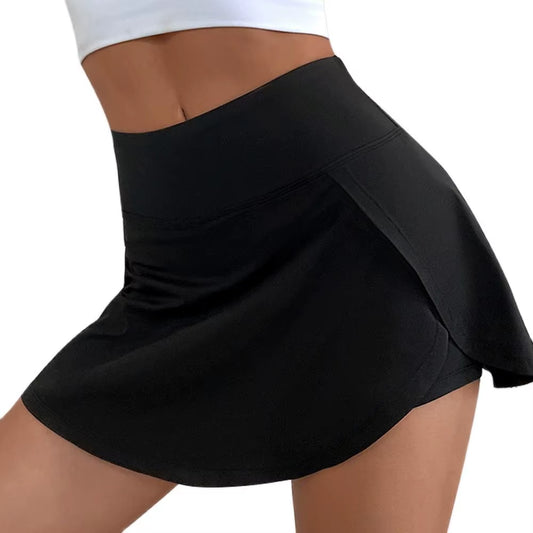 Hoge taille snel drogende rok met broekje sport vrouwen 