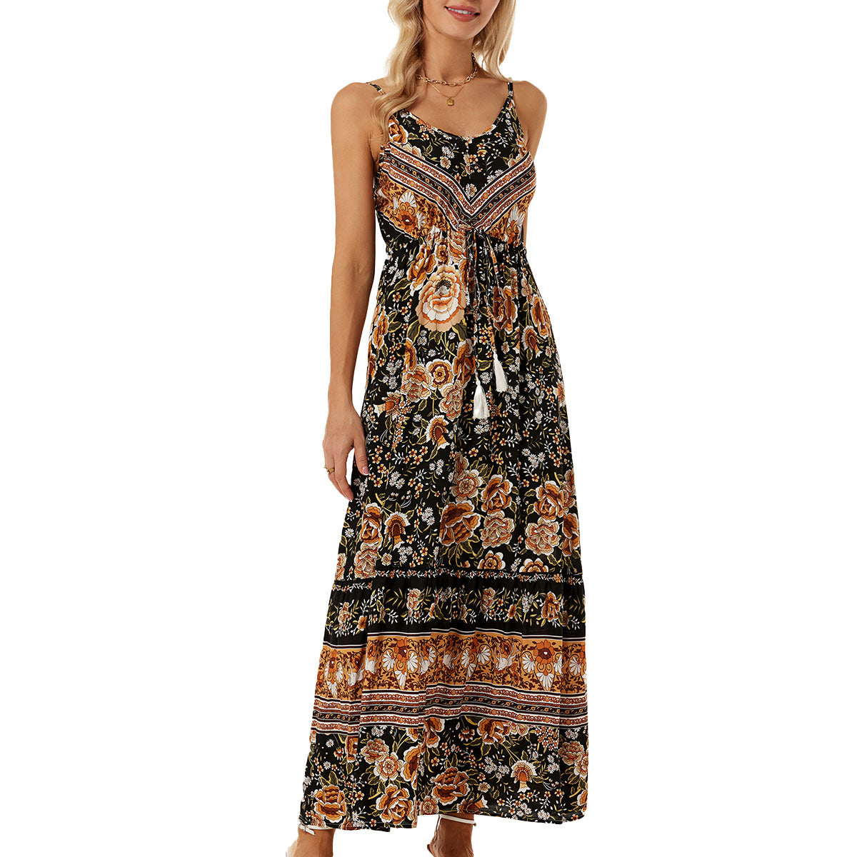🌸 Bohemian Maxi-jurk met Bloemenprint – Zomer in Stijl