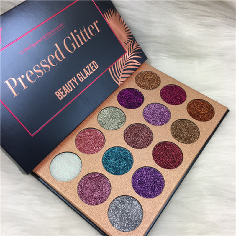 Beautybosss Pressed Glitter Palette – 15x Sparkle Power!