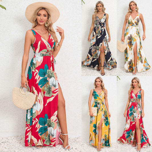 Bohemian V-neck Strap Maxi-jurk – Tropische Vibes all day long!