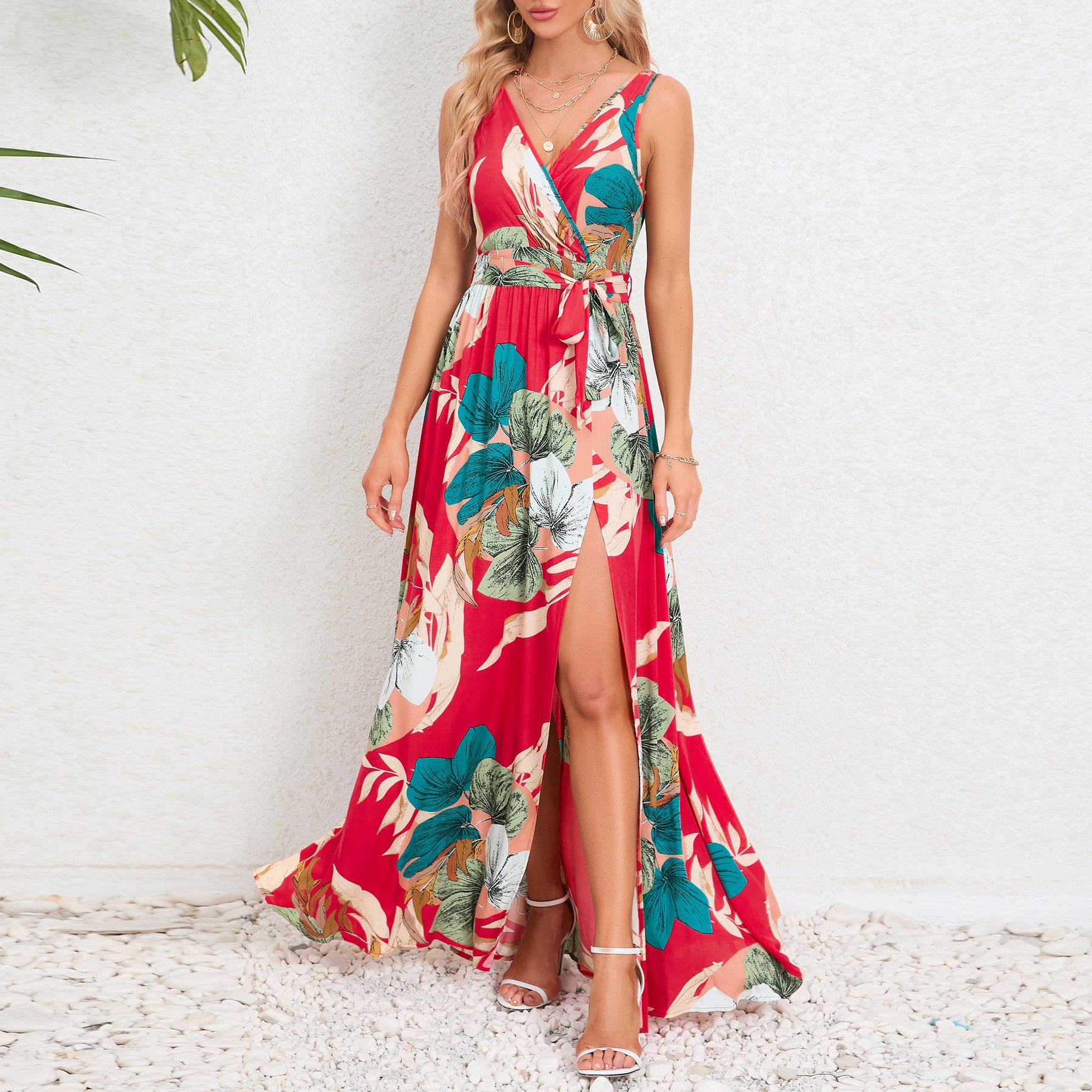 Bohemian V-neck Strap Maxi-jurk – Tropische Vibes all day long!