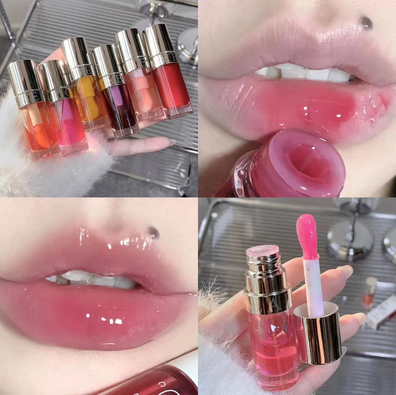 6 Kleuren Hydraterende Vloeibare Lippenstift Jelly Cherry Red Roze Lipgloss Sexy Niet-plakkerige Cup Lip Tint Blijvende Koreaanse Lip Olie Make-up
