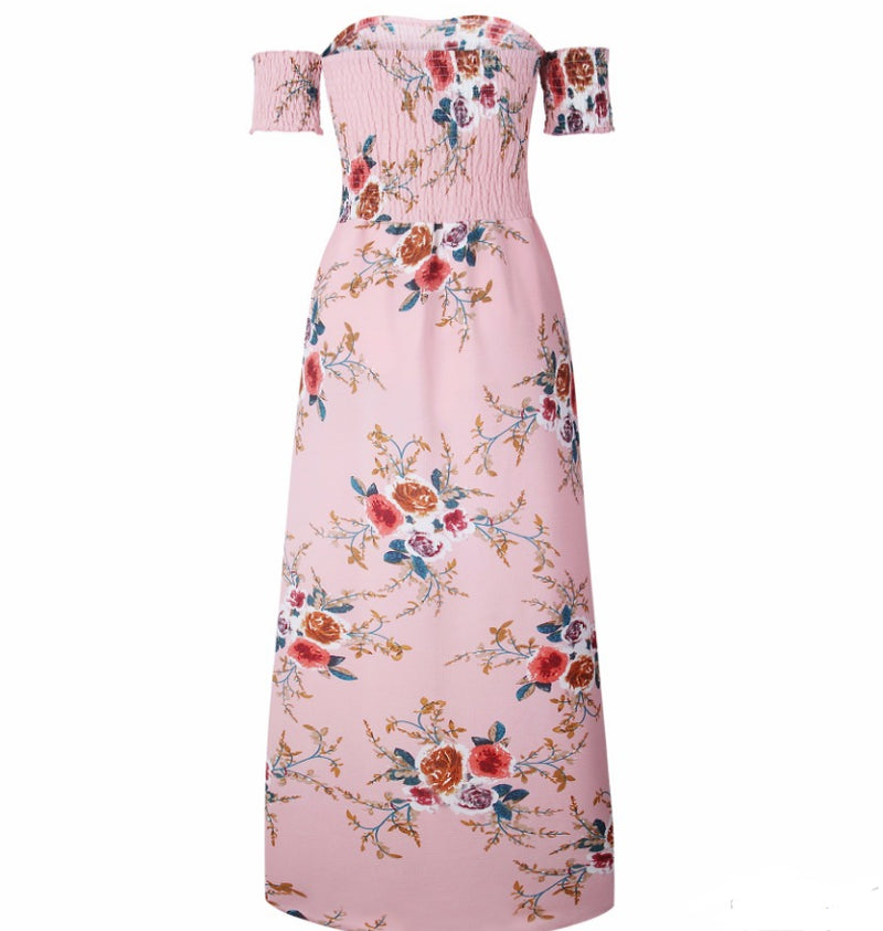 Off-Shoulder Maxi-jurk met Bloemenprint – Romantische Zomerlook