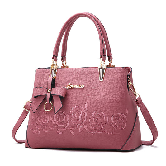 Elegant & Stijlvol – Luxe Handtas met Bloemenborduursel en Strikdetail 