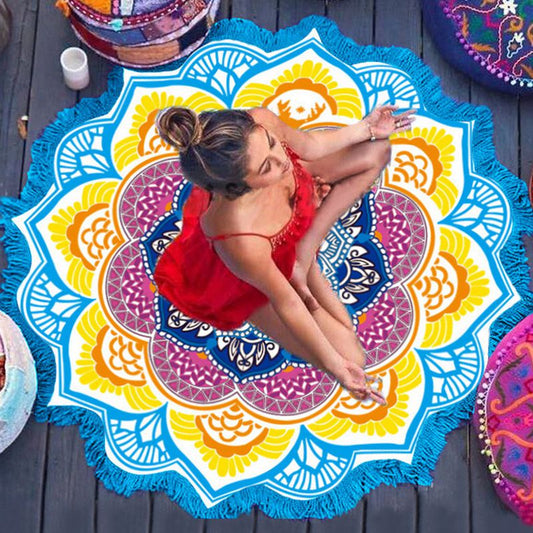 Polygon Print ronde Badhanddoek - Yoga Mat - zomer