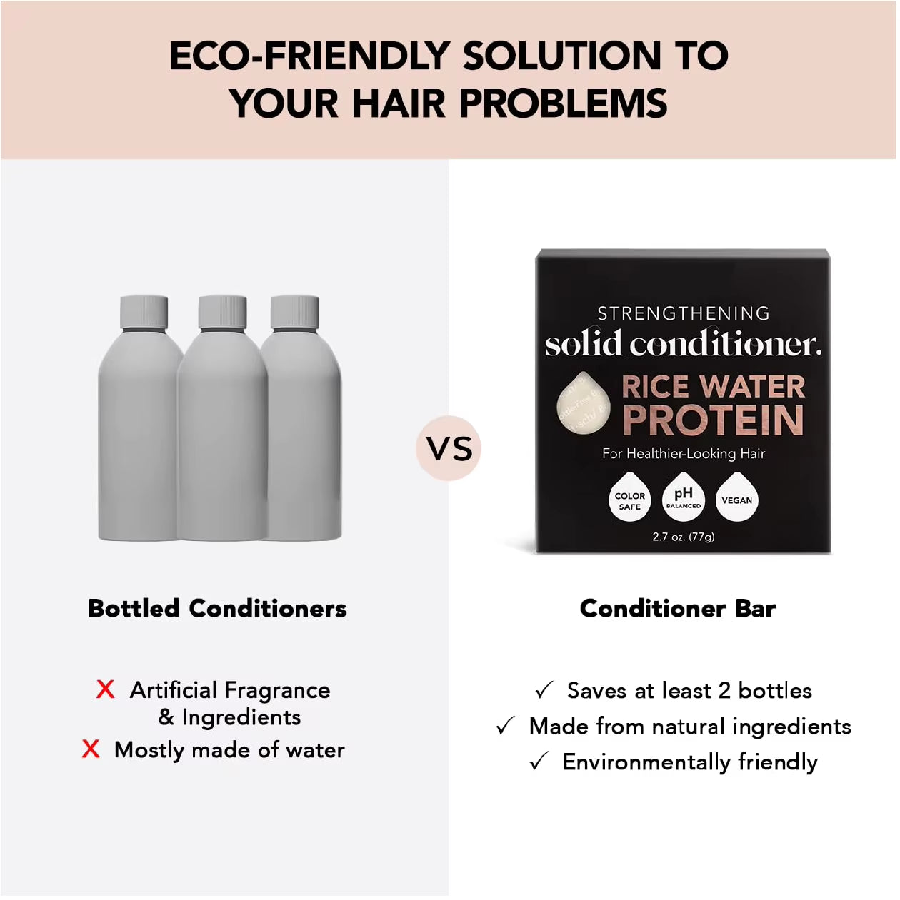 2PCS Beautybosss Rice Water Protein Bars – Solid Shampoo & Conditioner Set