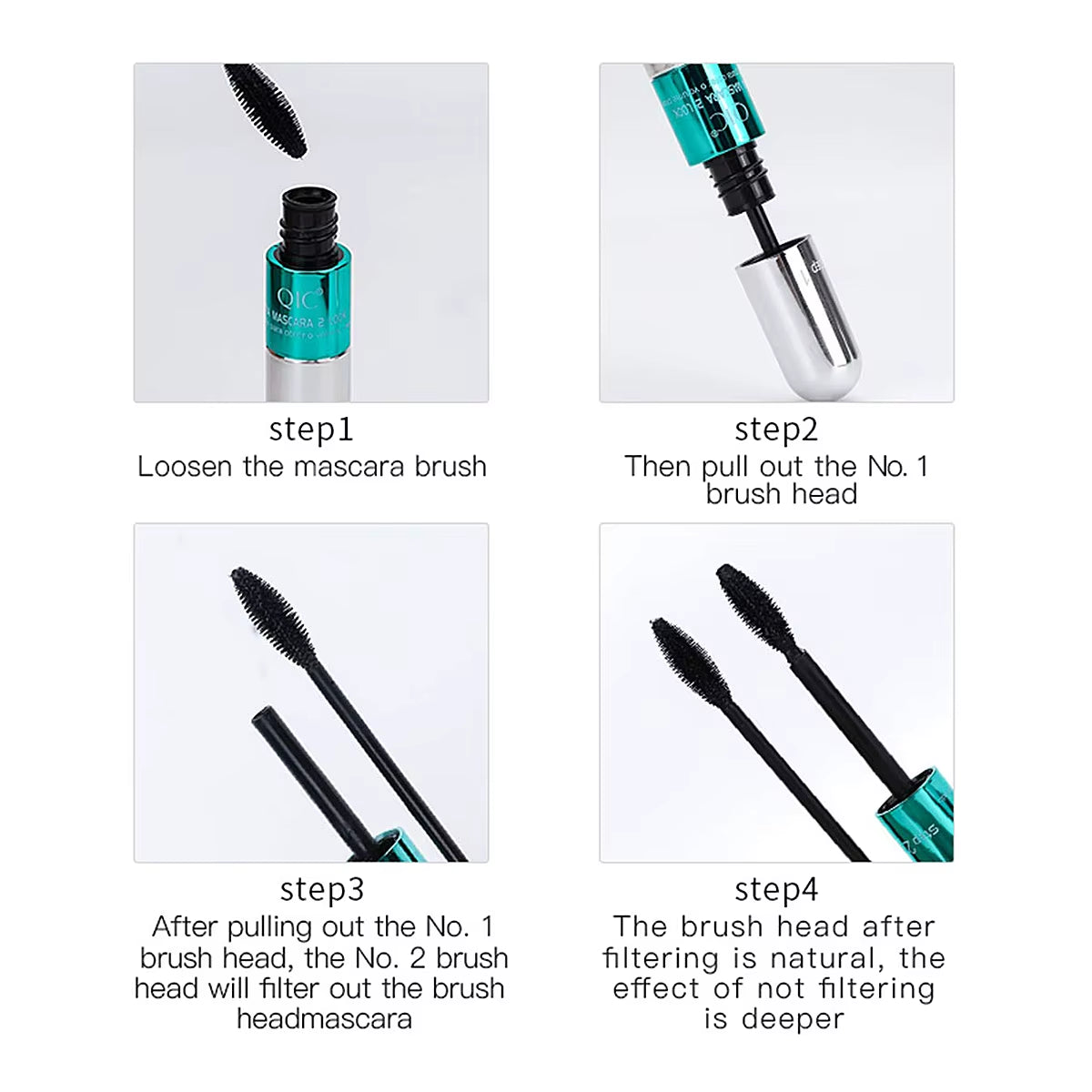  Double In-One Mascara Zijdevezel Mascara Waterproof Mascara voor Wimperverlenging Zwarte Dikke Verlengende Wimpers Cosmetica 