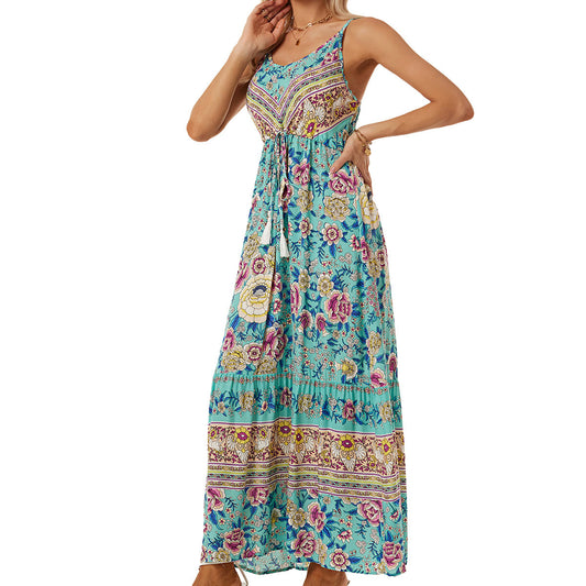 🌸 Bohemian Maxi-jurk met Bloemenprint – Zomer in Stijl