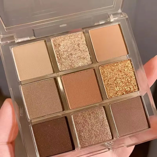 9-Kleur Oogschaduwpalet Boter Oranje Bruin Parelmoer Matte Glitter Oogschaduw Glanzende Oogschaduw Langdurige Oogmake-up Cosmetica