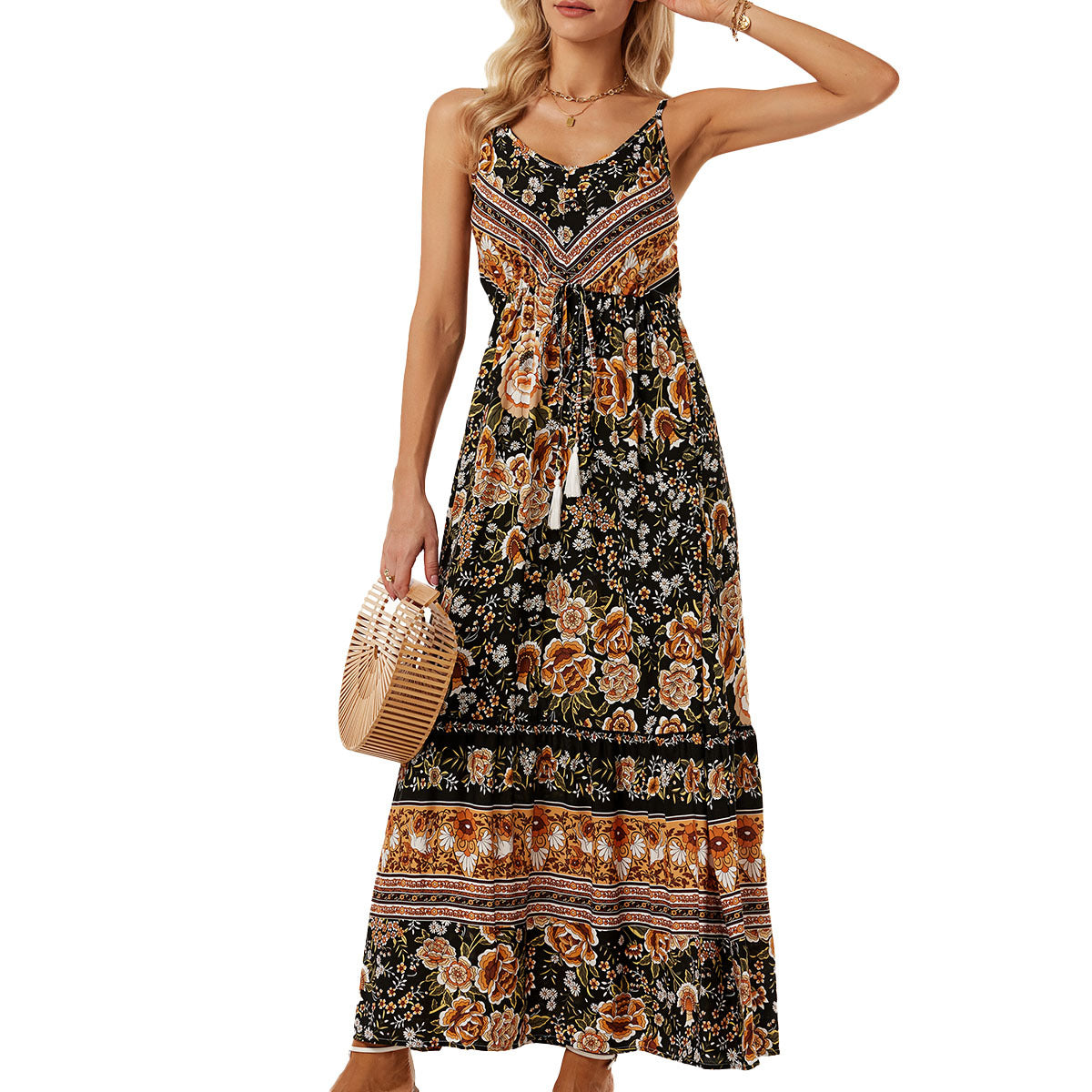 🌸 Bohemian Maxi-jurk met Bloemenprint – Zomer in Stijl