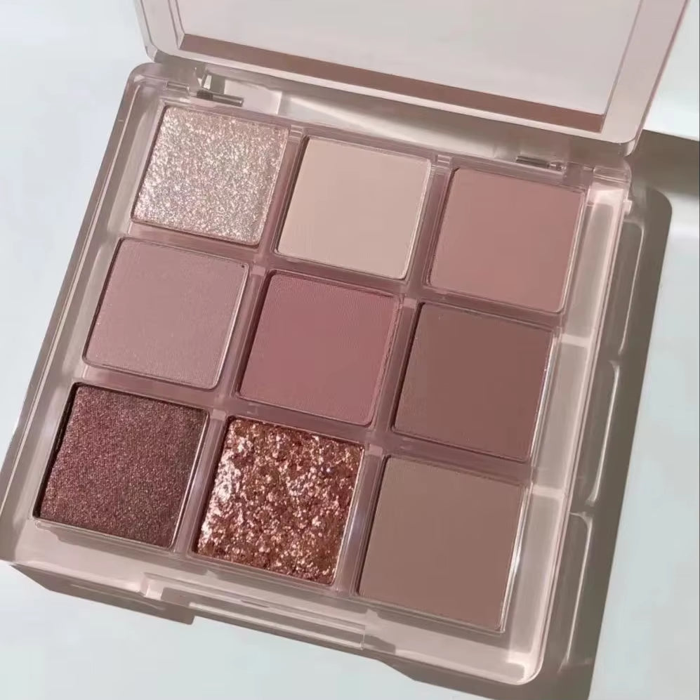 9-Kleur Oogschaduwpalet Boter Oranje Bruin Parelmoer Matte Glitter Oogschaduw Glanzende Oogschaduw Langdurige Oogmake-up Cosmetica