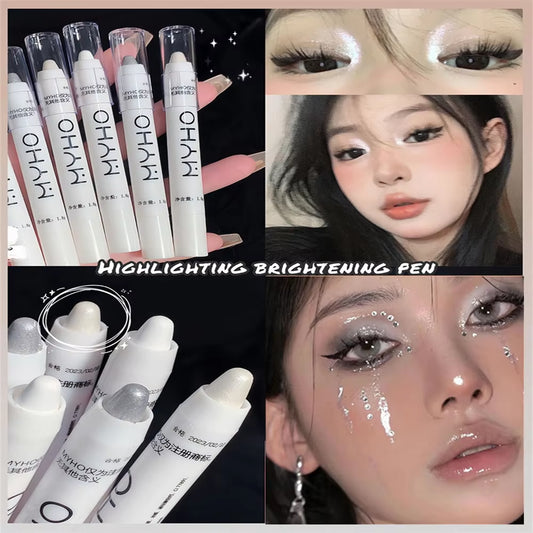 Verhelderende Lying Silkworm Highlighter Pen Langdurige waterdichte gladde matte parelmoer witte zilveren eyeliner oogschaduw stick