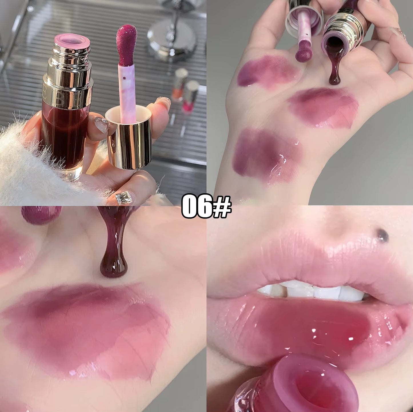 6 Kleuren Hydraterende Vloeibare Lippenstift Jelly Cherry Red Roze Lipgloss Sexy Niet-plakkerige Cup Lip Tint Blijvende Koreaanse Lip Olie Make-up
