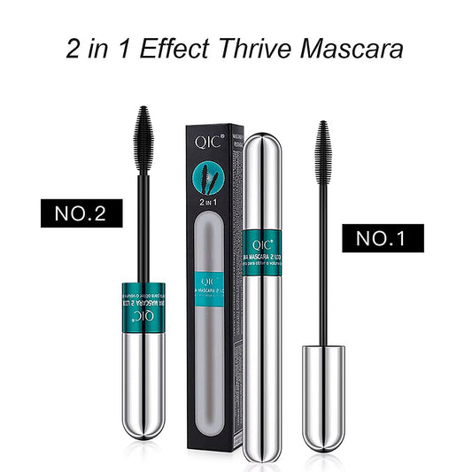  Double In-One Mascara Zijdevezel Mascara Waterproof Mascara voor Wimperverlenging Zwarte Dikke Verlengende Wimpers Cosmetica 