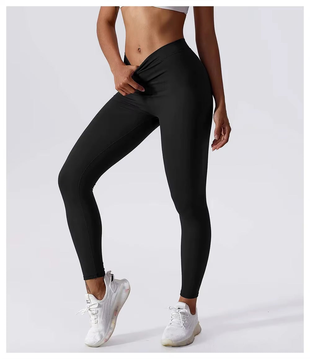Yogabroeken Rug V-taille Fitness Heuplift Honing Perzik Heup Sport Tights Geen Onhandigheid Draad Warp Heup Lange Broek