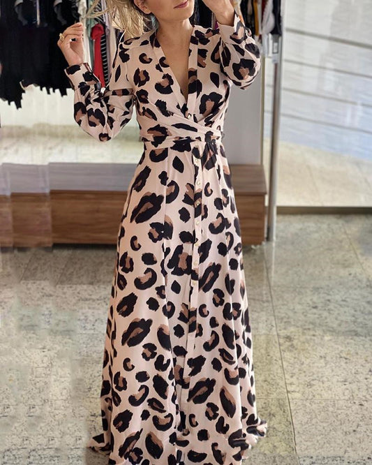  Stijlvolle Maxi Jurk met Luipaardprint – Damespower in Print