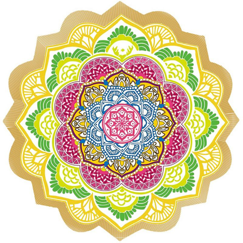 Polygon Print ronde Badhanddoek - Yoga Mat - zomer