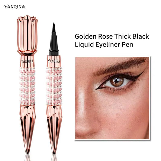 Precisie Vloeibare Eyeliner Pen - Langdurige, Waterbestendige, Overdrachtsbestendige, Snel Drogende Zwarte Eyeliner met Sprankelend Design 
