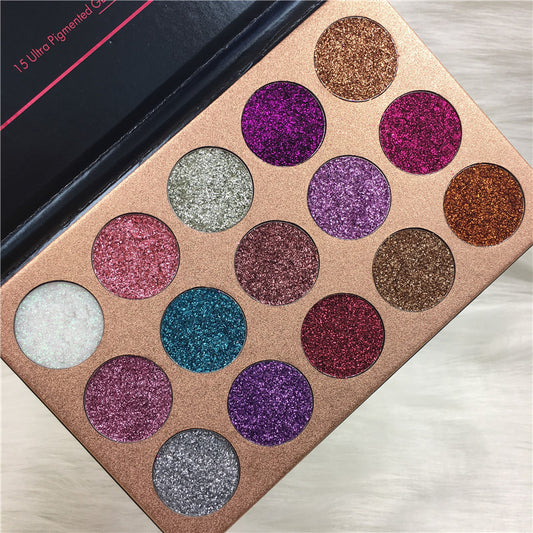 Beautybosss Pressed Glitter Palette – 15x Sparkle Power!