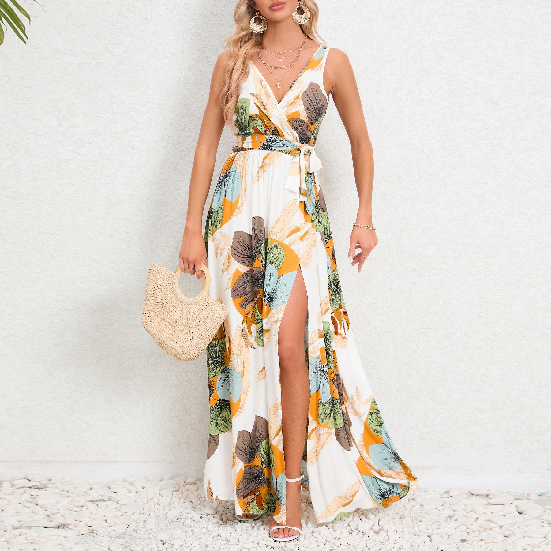 Bohemian V-neck Strap Maxi-jurk – Tropische Vibes all day long!